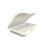 Pebble Box Take-Out Container Hinged 7.88X8X2.5 IN 3 Compartment Plastic Ivory Square Shallow 150/Case