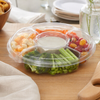 Essentials Deli Container Base & Lid Combo With Dome Lid 96 OZ 5 Compartment RPET Clear Round 50/Case