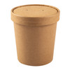 Food Container Base & Lid Combo With Flat Lid 16 OZ Double Wall Poly-Coated Paper Kraft Round 250 Count/Case