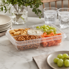 Essentials Serving Tray Base & Lid Combo 11X7X2.5625 IN 4 Compartment RPET Clear Rectangle 125/Case