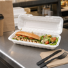 Pebble Box Take-Out Container Hinged 13.23X4.72X3.31 IN PP White Microwave Safe Grease Resistant 150/Case