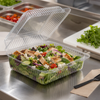 Essentials Take-Out Container Hinged With Dome Lid 8.25X8.75X3.5 IN RPET Clear Square Deep Bar Lock 200/Case
