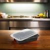 Take-Out Container Base 7X5 IN Plastic Black Rectangle 150/Case