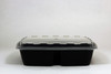 Take-Out Container Base & Lid Combo 9X9X2 IN 3 Compartment Plastic Black Clear Square 100/Case