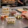 Fresh N' Sealed® Deli Container Hinged With Flat Lid 4 OZ PET Clear Rectangle 800/Case