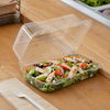 Essentials Take-Out Container Hinged With Dome Lid 9.5625X5.5X3.625 IN RPET Clear Rectangle Shallow 192/Case