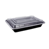 Take-Out Container Base & Lid Combo 56 OZ Plastic Black Clear Rectangle Reusable 150/Case