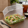 Essentials Take-Out Container Hinged With Dome Lid 9.5625X5.5X4.0625 IN RPET Clear Rectangle Deep Bar Lock 200/Case
