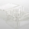 Fresh N' Sealed® Deli Container Hinged With Flat Lid 24 OZ 4 Compartment PET Clear Rectangle Shallow 150/Case