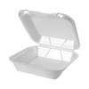 Take-Out Container Hinged With Dome Lid 8X8X3 IN Polystyrene Foam White Square 200/Case