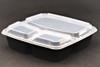 Take-Out Container Base & Lid Combo 45 OZ 3 Compartment PP Rectangle 100/Case