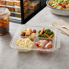 Safe-T-Fresh® Deli Container Hinged With Flat Lid 10 OZ 4 Compartment RPET Clear Square 252/Case