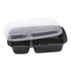 Take-Out Container 32 OZ 2 Compartment PP Black Rectangle 150/Case