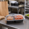 Take-Out Container 32 OZ 2 Compartment PP Black Rectangle 150/Case
