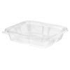 Safe-T-Fresh® Deli Container Hinged With Flat Lid 35 OZ RPET Clear Rectangle 150/Case