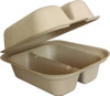Taco Take-Out Tray Hinged With Dome Lid 7.25X5.86X3.38 IN 2 Compartment Pulp Fiber Kraft Rectangle 300/Case