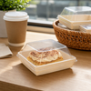 Take-Out Container Base & Lid Combo With Dome Lid 5.6X5.6 IN RPET Wood Wood Clear Square 100/Case