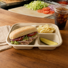Take-Out Tray Base 10X7.5X1.5 IN 3 Compartment Pulp Fiber PLA Kraft Rectangle Laminated 400/Case