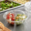 Safe-T-Fresh® Deli Container Hinged With Dome Lid 52 OZ 3 Compartment RPET Clear Round 100/Case
