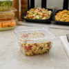 Safe-T-Fresh® Deli Container Hinged With Flat Lid 12 OZ RPET Clear Square 288/Case