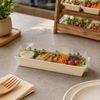 Take-Out Tray Base & Lid Combo With Dome Lid 9.8X3 IN RPET Wood Wood Clear Rectangle 100/Case