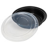 Victoria Bay Take-Out Container Base & Lid Combo 48 OZ PP Black Clear Round Shallow Microwave Safe 150/Case