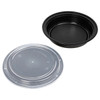 Victoria Bay Take-Out Container Base & Lid Combo 48 OZ PP Black Clear Round Shallow Microwave Safe 150/Case