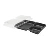 Victoria Bay Deli Container Base & Lid Combo 3 Compartment PET Black Clear Rectangle 100/Case