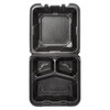 Victoria Bay Take-Out Container Hinged Large (LG) 9X9.1X3.2 IN 3 Compartment Foam Black Tab-Lock Vented 150/Case
