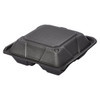 Victoria Bay Take-Out Container Hinged Large (LG) 9X9.1X3.2 IN 3 Compartment Foam Black Tab-Lock Vented 150/Case