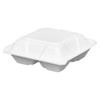 Victoria Bay Take-Out Container Hinged Large (LG) 9X9.1X3.2 IN 3 Compartment Foam White Dual-Tab Vented 150/Case