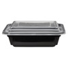 Victoria Bay Take-Out Container Base & Lid Combo 12 OZ PP Black Clear Rectangle Shallow Microwave Safe 150/Case