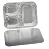 Victoria Bay Take-Out Container Base & Lid Combo With Paper Lid 8X6.5X1 IN 3 Compartment Aluminum Silver 250/Case