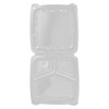 Victoria Bay Take-Out Container Hinged Large (LG) 9X9 IN 3 Compartment PS Clear Square Lock 100 Count/Pack 2 Packs/Case 200 Count/Case