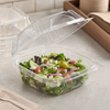 Essentials Take-Out Container Hinged With Dome Lid 6.3125X6X3.0625 IN RPET Clear Square Perimeter Seal 330/Case