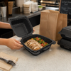 Victoria Bay Take-Out Container Hinged 9X9X3 IN MFPP Black Square Vented 200/Case