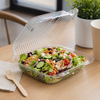 Essentials Salad Take-Out Container Hinged With Dome Lid Large (LG) 8.4375X7.9375X2.875 IN RPET Clear Rectangle Bar Lock 200/Case