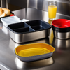 Victoria Bay Take-Out Container Base 9.69X7.68X1.61 IN Aluminum Black Gold Rectangle Freezer Safe 100/Case