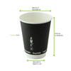 Cup Insulated 12 OZ Double Wall Poly-Coated Paper Black Freezer Safe 25 Count/Pack 20 Packs/Case 500 Count/Case