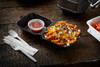 Sandwich Take-Out Container Hinged With Dome Lid 5.8X5.8X3.3 IN Polystyrene Foam Black Square Closing Tabs 504/Case