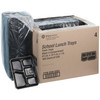 Cafeteria & School Lunch Tray 8.25X10.25X1 IN 5 Compartment Polystyrene Foam Black Rectangle 500/Case