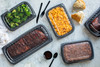 Full Slab Rib Take-Out Container Base & Lid Combo With Dome Lid 41.9 OZ MFPP OPS Black Clear Rectangle Anti-Fog 80/Case
