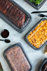 Full Slab Rib Take-Out Container Base & Lid Combo With Dome Lid 41.9 OZ MFPP OPS Black Clear Rectangle Anti-Fog 80/Case
