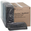 Full Slab Rib Take-Out Container Base & Lid Combo With Dome Lid 41.9 OZ MFPP OPS Black Clear Rectangle Anti-Fog 80/Case