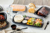 Full Slab Rib Take-Out Container Base & Lid Combo With High Dome Lid 41.9 OZ MFPP OPS Black Clear 70/Case