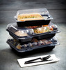 Take-Out Container Hinged With Dome Lid 10.75X8X3.25 IN 2 Compartment OPS Black Clear Rectangle 125/Case