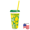 Cold Cup, Lid & Straw Combo Souvenir 32 OZ Plastic Multicolor With Hole Reusable 200/Case