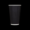 Karat® Hot Cup Insulated Ripple 16 OZ Double Wall Poly-Coated Paper Black 500/Case