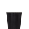 Karat® Hot Cup Insulated Ripple 16 OZ Double Wall Poly-Coated Paper Black 500/Case