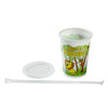 Cup, Lid & Straw Combo Kid With Flat Lid 12 OZ Plastic Multicolor Jungle 250 Count/Pack 1 Packs/Case 250 Count/Case